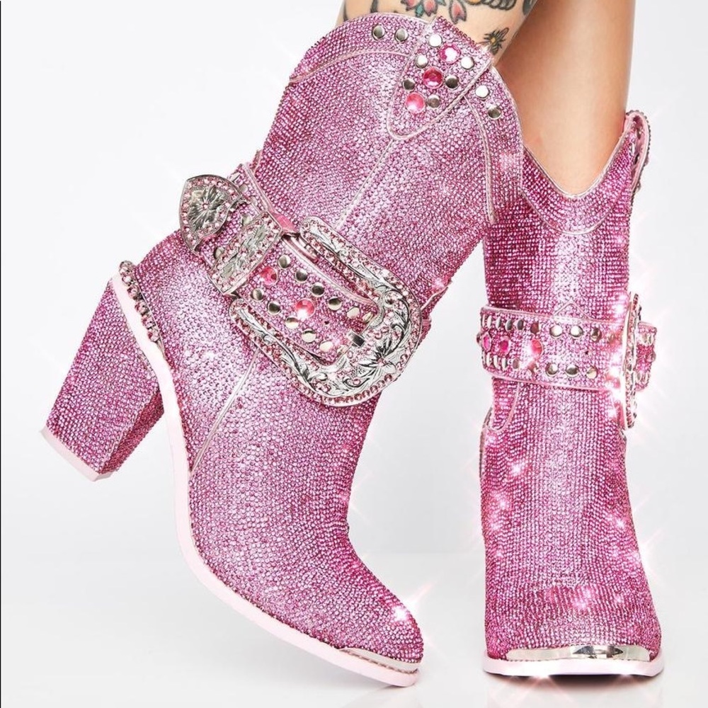 Sheriff Shine Cowboy Boots (pink rhinestone) size 7